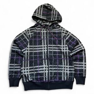 American-vintage Y2K CCS Men's Purple and Black plaid Hoodie